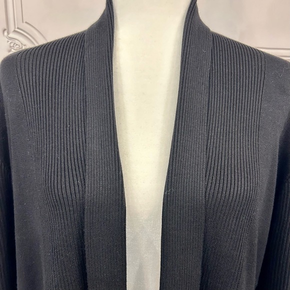 Black Cardigan Sweater, LS Open, Ribbed Design, New with Tags - Picture 2 of 9